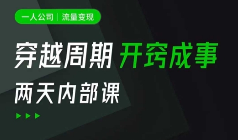 一人公司：流量变现课，一人公司的方法模型拆解， 拆解富人思维，流量思维，小老板思维等-云网创