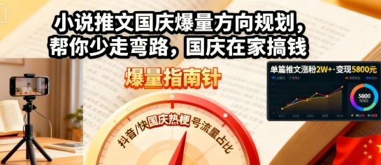 小说推文国庆爆量方向规划,帮你少走弯路,国庆在家搞钱
