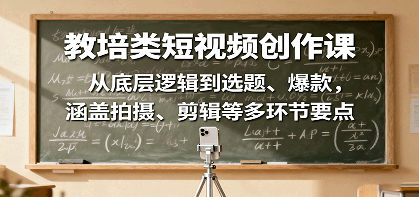 教培类短视频创作课：从底层逻辑到选题、爆款，涵盖拍摄、剪辑等多环节要点-云网创