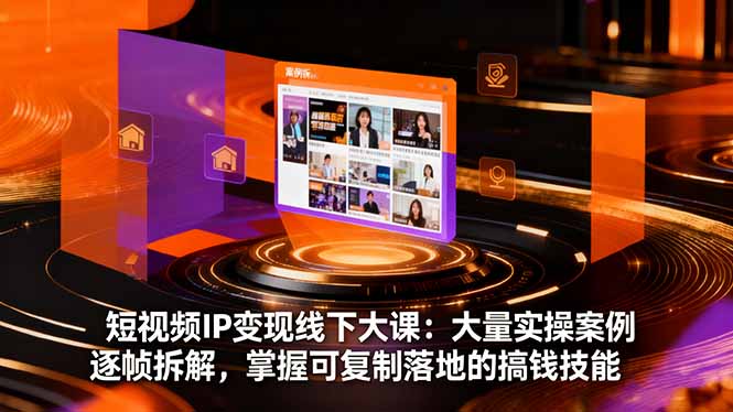 短视频IP变现线下大课：大量实操案例逐帧拆解，掌握可复制落地的搞钱技能-云网创