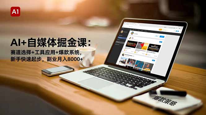 AI+自媒体掘金课：赛道选择+工具应用+爆款系统，新手快速起步，副业月入8000+-云网创