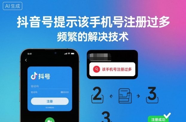 抖音号提示该手机号注册过多，频繁的解决技术-云网创