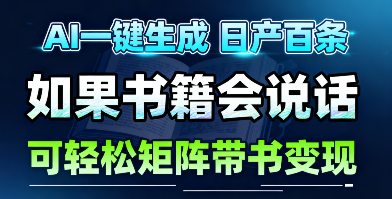AI书籍会说话，轻松带书变现，月入3W+-云网创