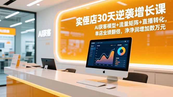 实体店30天逆袭增长课，AI获客模型+流量矩阵+直播转化，单店业绩翻倍，净利润增加数万元-云网创
