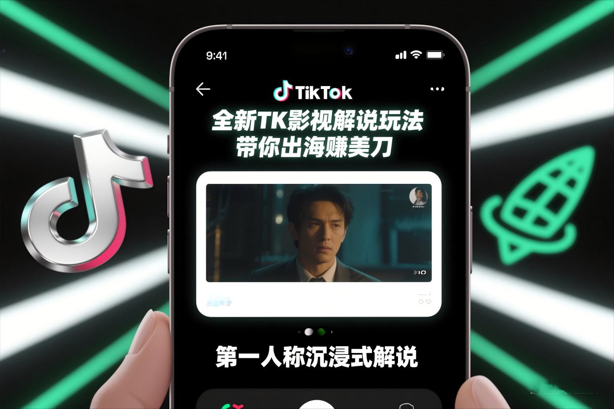 TikTok第一人称影视解说教学，全新TK影视解说玩法，带你出海賺美刀-云网创