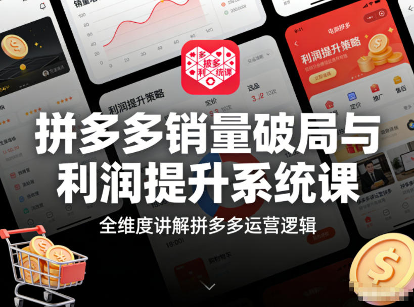 拼多多销量破局与利润提升系统课，全维度讲解拼多多运营逻辑-云网创