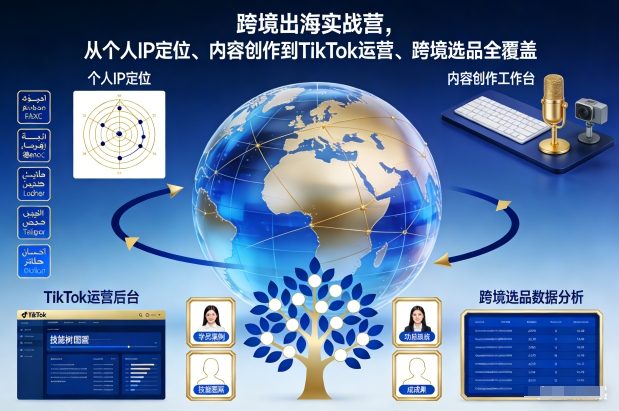 跨境出海实战营，从个人IP定位、内容创作到TikTok运营、跨境选品全覆盖-云网创