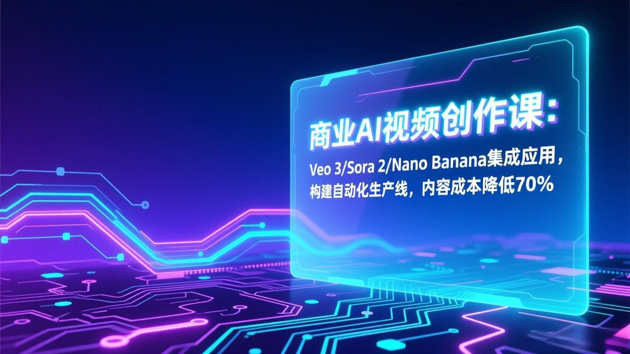 商业AI视频创作课：Veo 3/Sora 2/Nano Banana集成应用，构建自动化生产线，内容成本降低70%-云网创