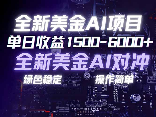 美金AI对冲项目，日入1500-6000+，绿色稳定，操作简单，创业副业首选，可批量放大-云网创