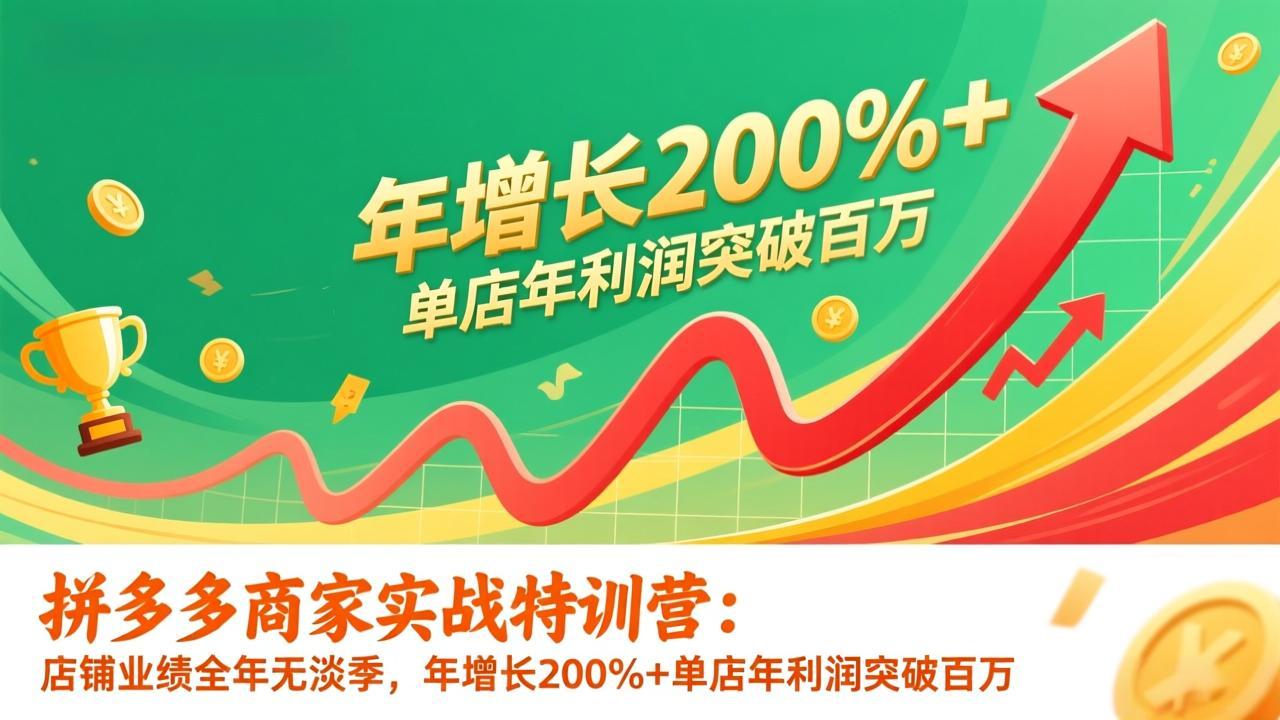 拼多多商家实战特训营：店铺业绩全年无淡季，年增长200%+单店年利润突破百万(26年更新-云网创