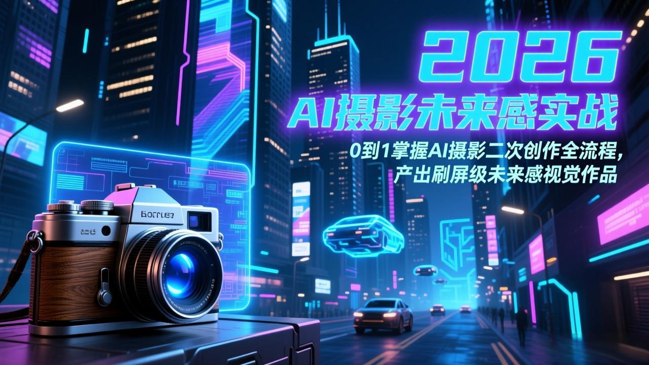 2026 AI摄影未来感实战：0到1掌握AI摄影二次创作全流程，产出刷屏级未来感视觉作品-云网创