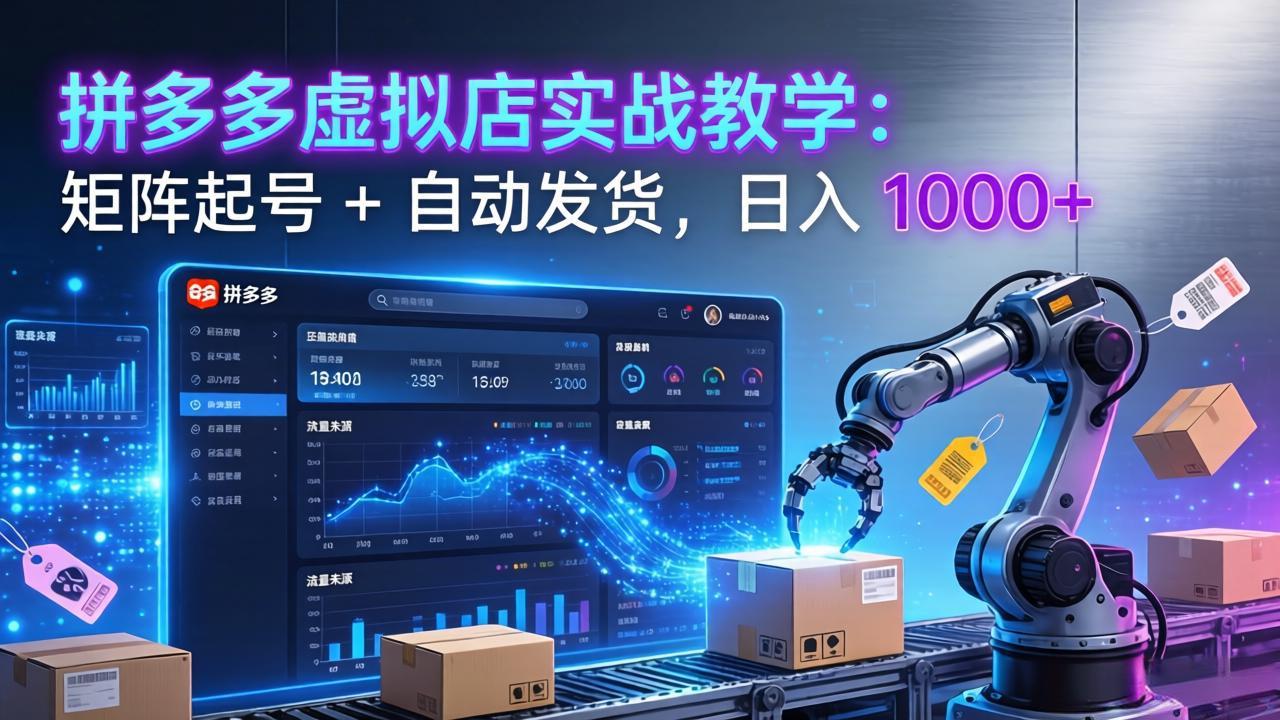 拼多多虚拟店实战教学：矩阵起号 + 自动发货，日入 1000+-云网创