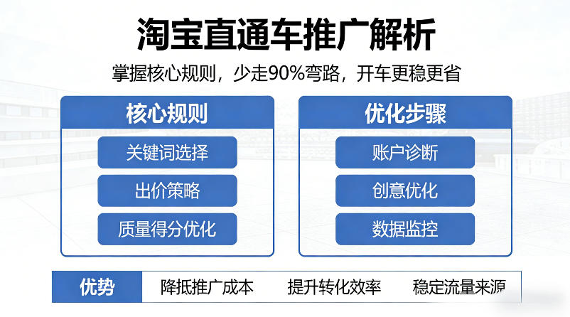 淘宝直通车推广解析，掌握核心规则，少走90%弯路，开车更稳更省-云网创