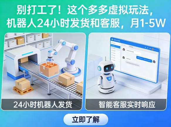 别打工了！这个多多虚拟玩法，机器人24小时发货和客服，月1-5W【揭秘】-云网创
