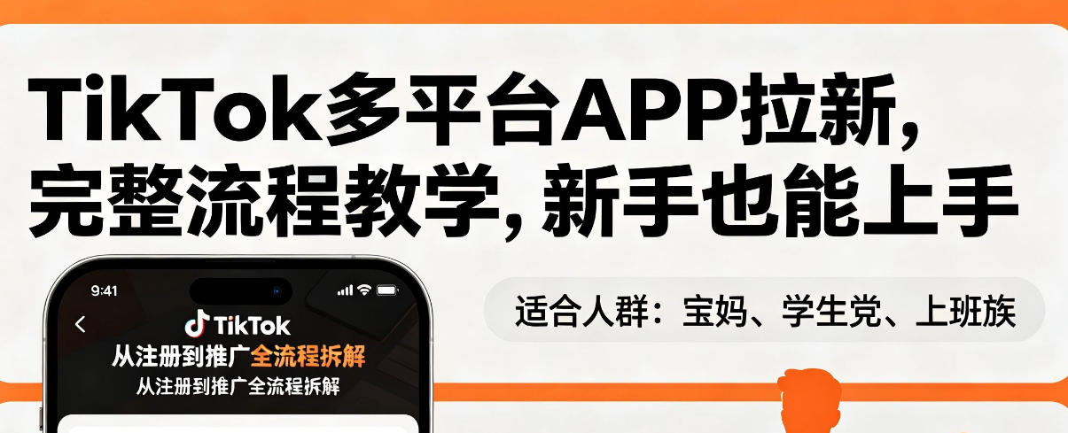 TikTok多平台APP拉新，完整流程教学，新手也能上手，轻松出海搞美金-云网创