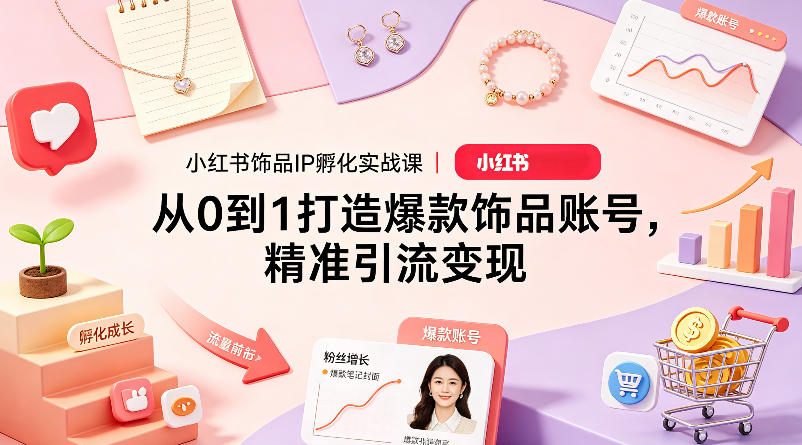 小红书饰品IP孵化实战课|从0到1打造爆款饰品账号,精准引流变现