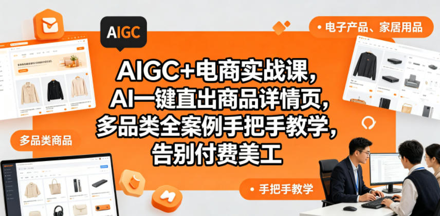 AIGC+电商实战课，AI一键直出商品详情页，多品类全案例手把手教学，告别付费美工-云网创