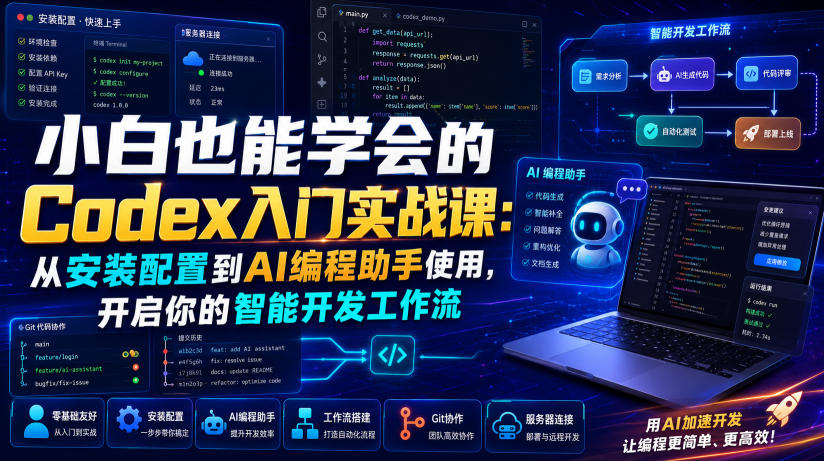 小白也能学会的Codex入门实战课：从安装配置到AI编程助手使用，开启你的智能开发工作流-云网创