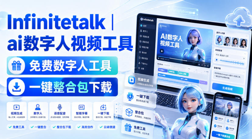 Infinitetalk丨ai数字人视频工具，免费数字人工具，一键整合包下载-云网创