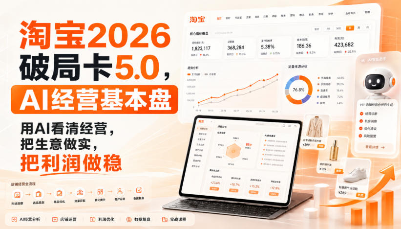 智篆商业-淘宝2026破局卡5.0，AI经营基本盘，用AI看清经营，把生意做实，把利润做稳-云网创