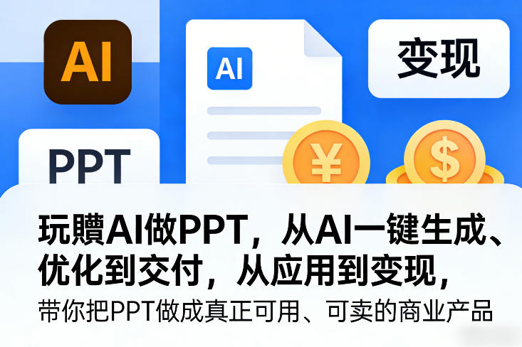 玩賺AI做PPT，从AI一键生成、优化到交付，从应用到变现，带你把PPT做成真正可用、可卖的商业产品(更新0904)-云网创