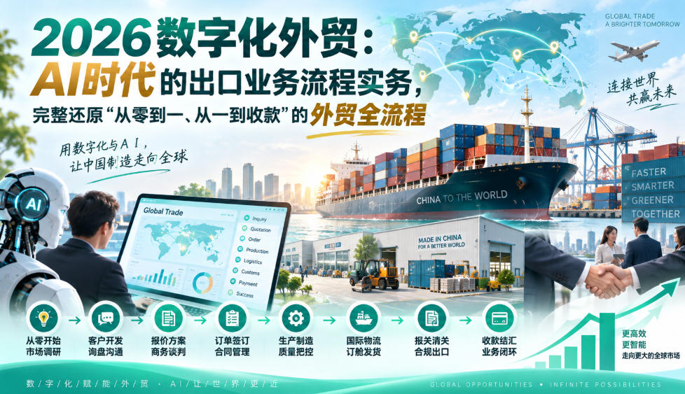 2026数字化外贸：AI时代的出口业务流程实务，完整还原”从零到一、从一到收款”的外贸全流程-云网创