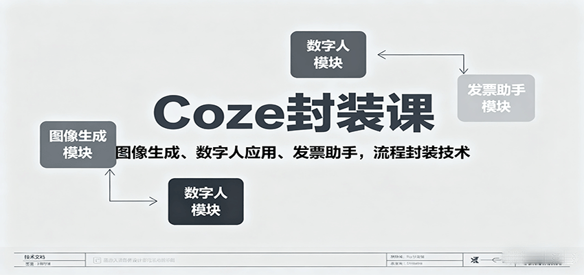 Coze封装课，图像生成、数字人应用、发票助手，流程封装技术-云网创