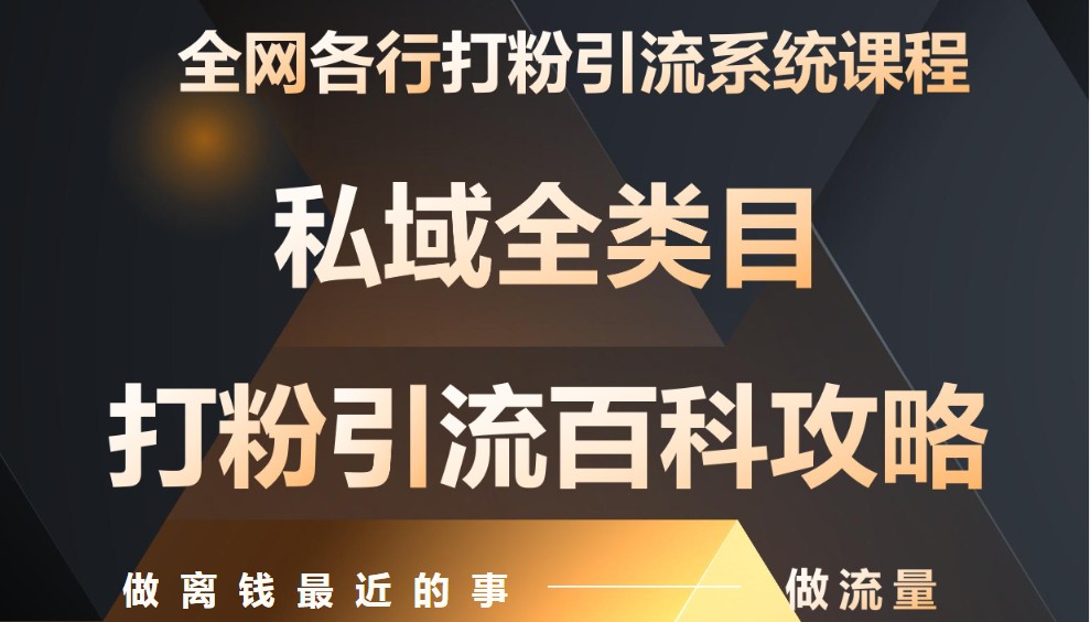 月入9万：全网唯一私域打粉引流神课，零基础手把手带你引流变现-云网创