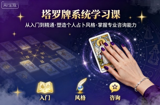 塔罗牌系统学习课，助你从入门到精通，塑造个人占卜风格，掌握专业咨询能力-云网创