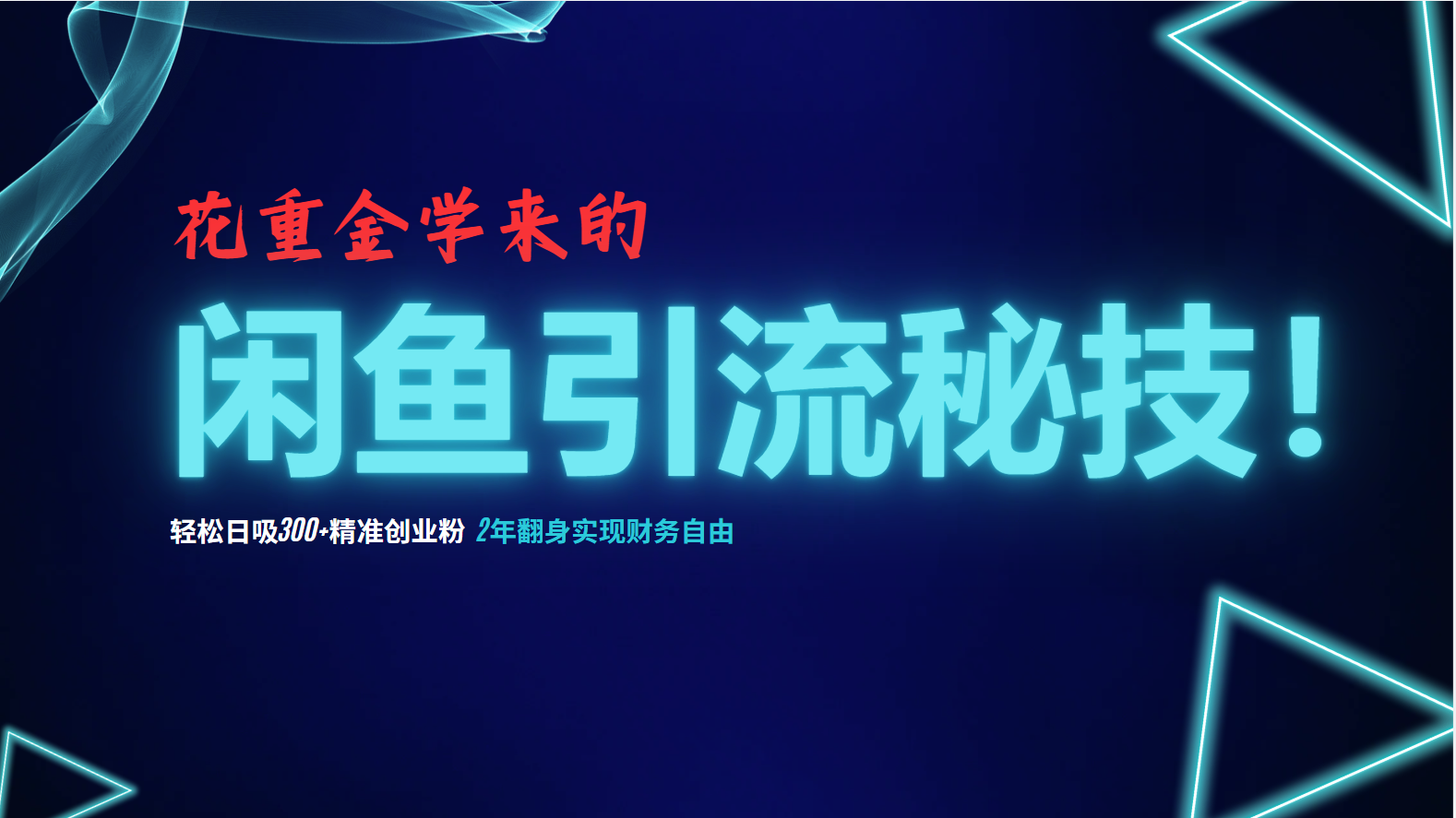 花重金学来的闲鱼引流秘技！轻松日吸300+精准创业粉，每天躺赚5000+，2...-云网创