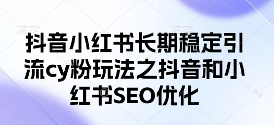 抖音小红书长期稳定引流cy粉玩法之抖音和小红书SEO优化-云网创