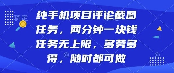 纯手机项目评论截图任务，两分钟一块钱多劳多得，随时随地都能做【揭秘】-云网创