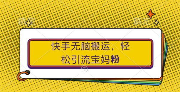 快手无脑搬运，轻松引流宝妈粉，纯小白轻松上手【揭秘】-云网创