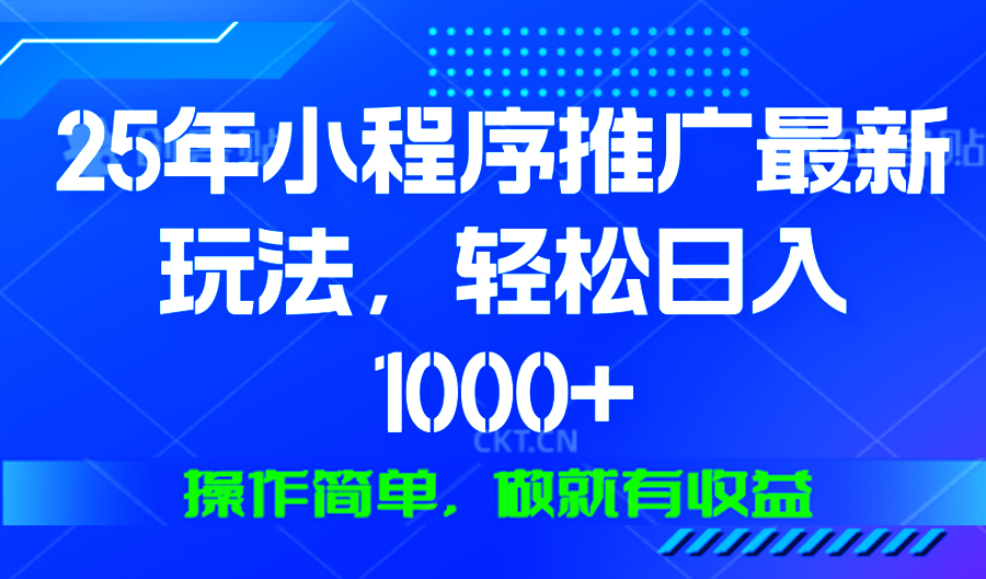 25年微信小程序推广最新玩法，轻松日入1000+，操作简单 做就有收益-云网创