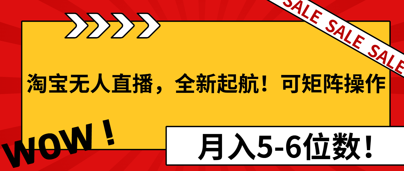 淘宝无人直播,全新起航!可矩阵操作,月入5-6位数!-云网创